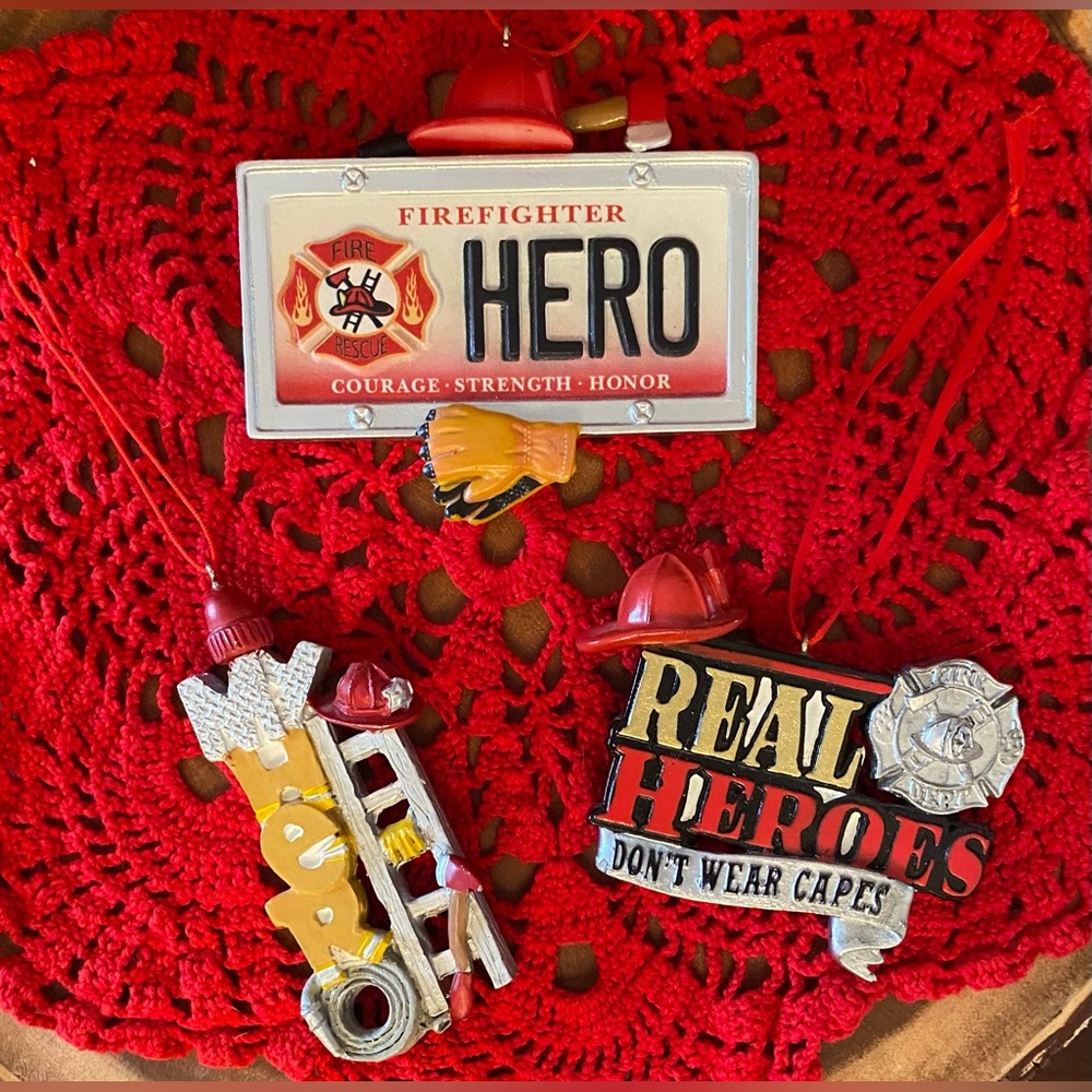 3/$15 - 3 Firefighter Hero Christmas Ornaments